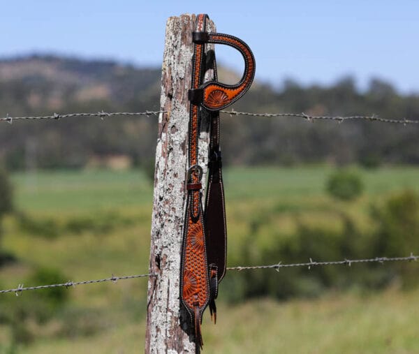 One Eared Leather Tooled Bridle