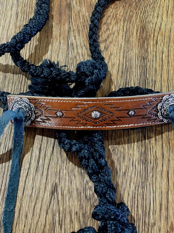 Leather Tooled Mule Tape Halter